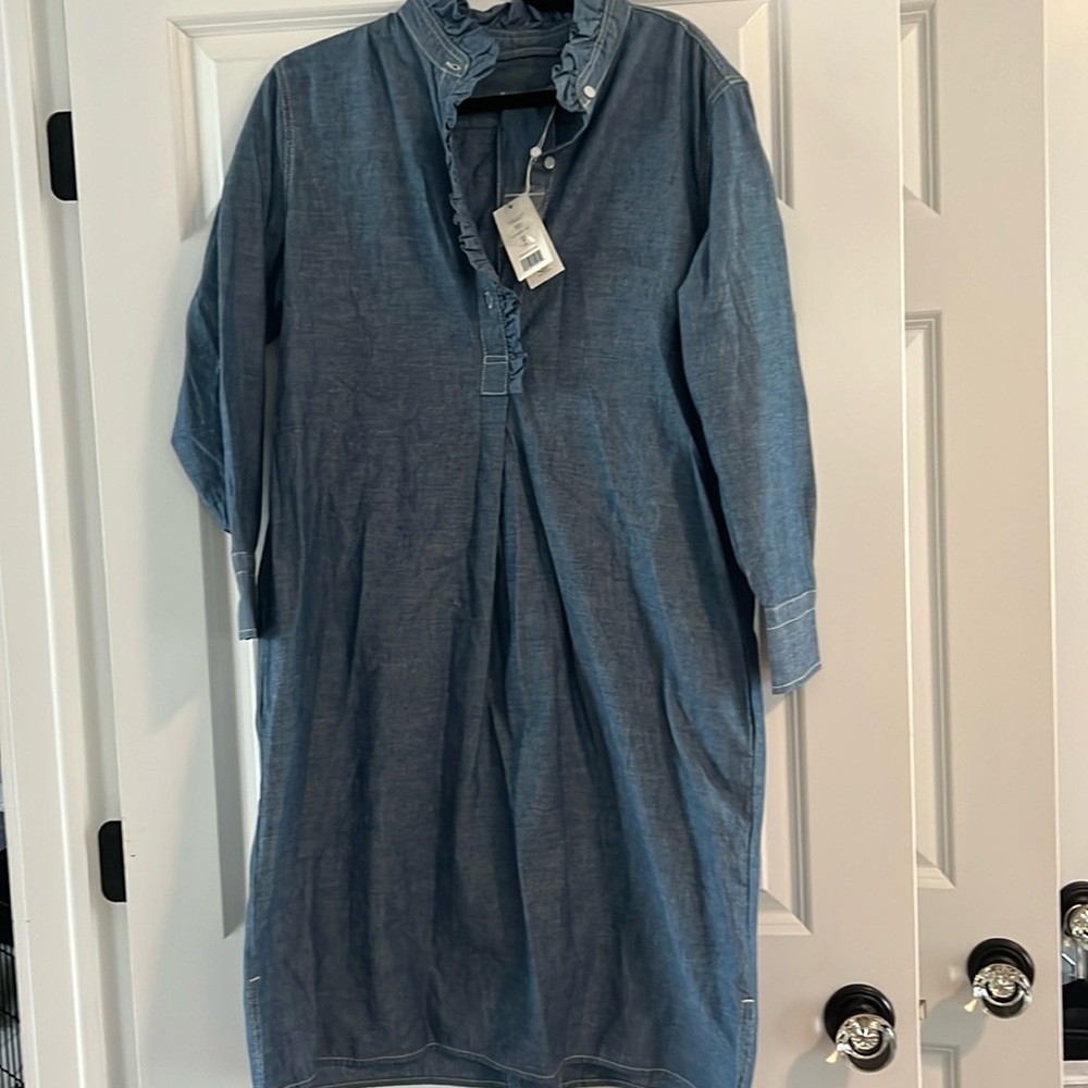 Tory Burch denim dress M with ruffles